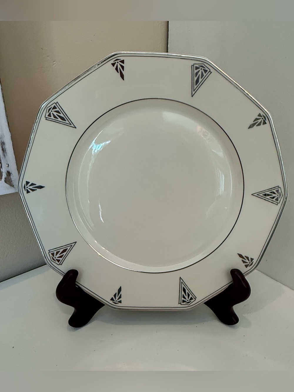Community China Deauville Bavaria Art Deco Dinner Plate 9.75” Platinum Trim